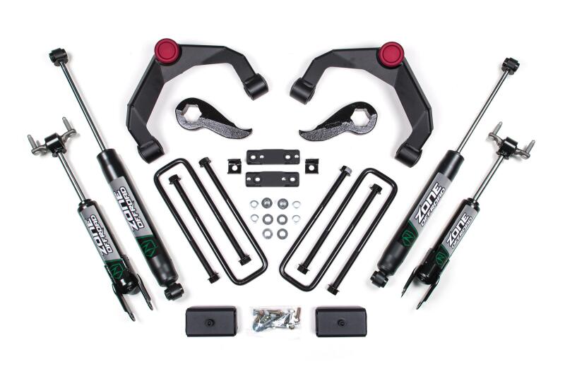 GMC 3500 HD Suspension Lift Kit - Zone Offroad - 3In Adventure Series (OE Key 84634344) w/o Overloads - Fox - `20-`27